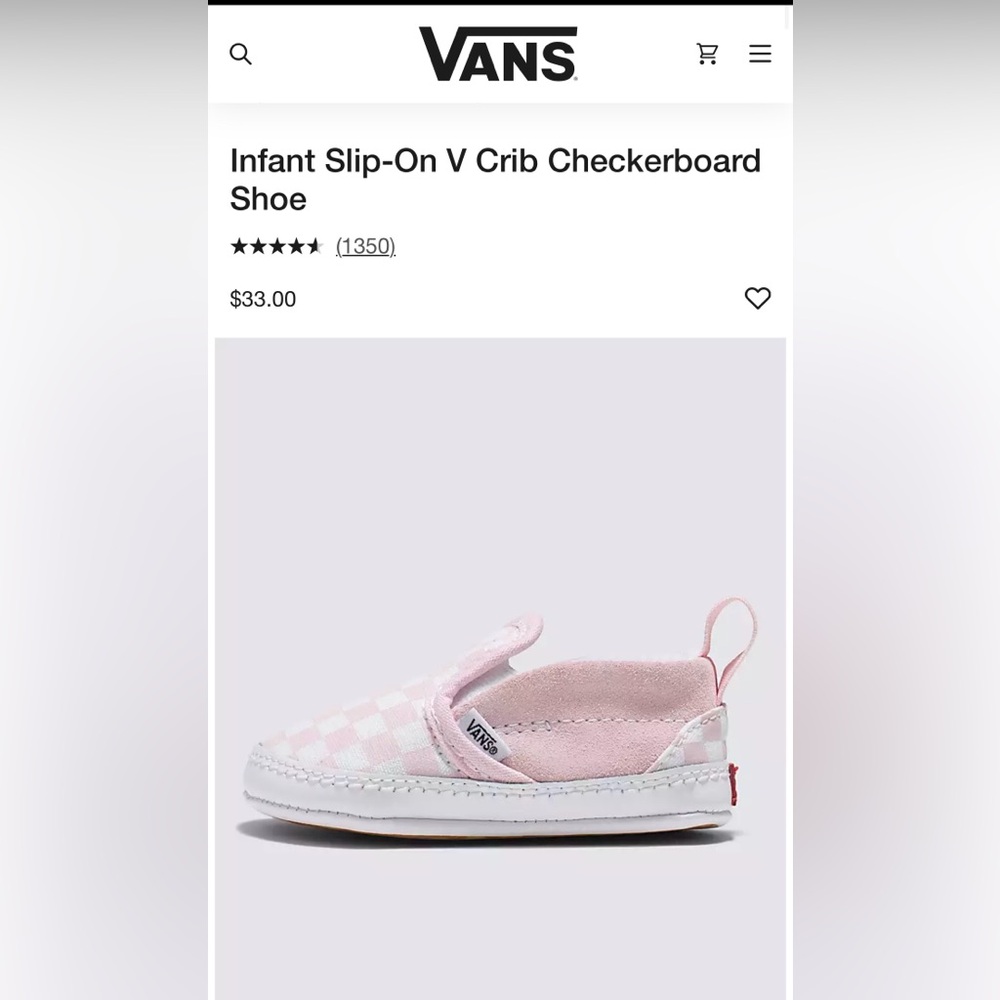 Vans baby crib shoe